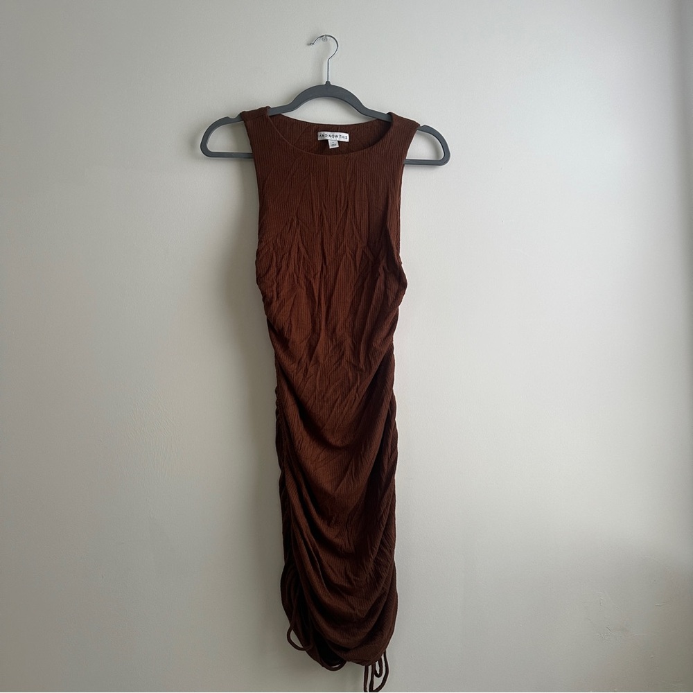 Elegant Brown Sleeveless Bodycon Dress